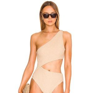 NWT Beach Riot Celine, Gold, one-piece, one-shoulder-Beautiful